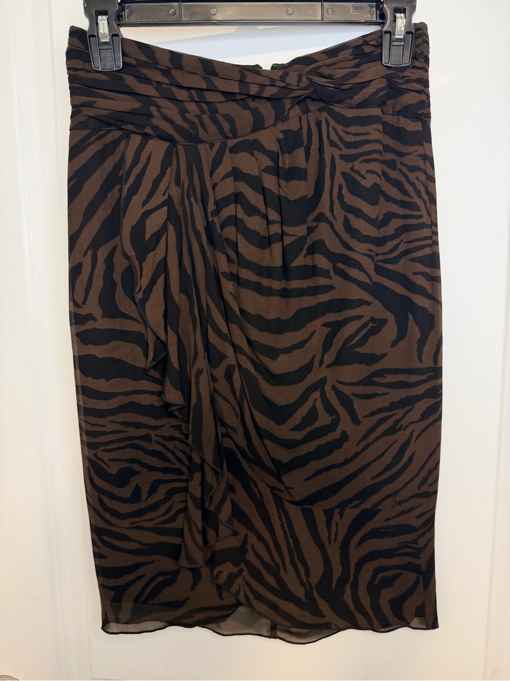 ba&sh Brown and Black Zebra-Print Midi Wrap Skirt